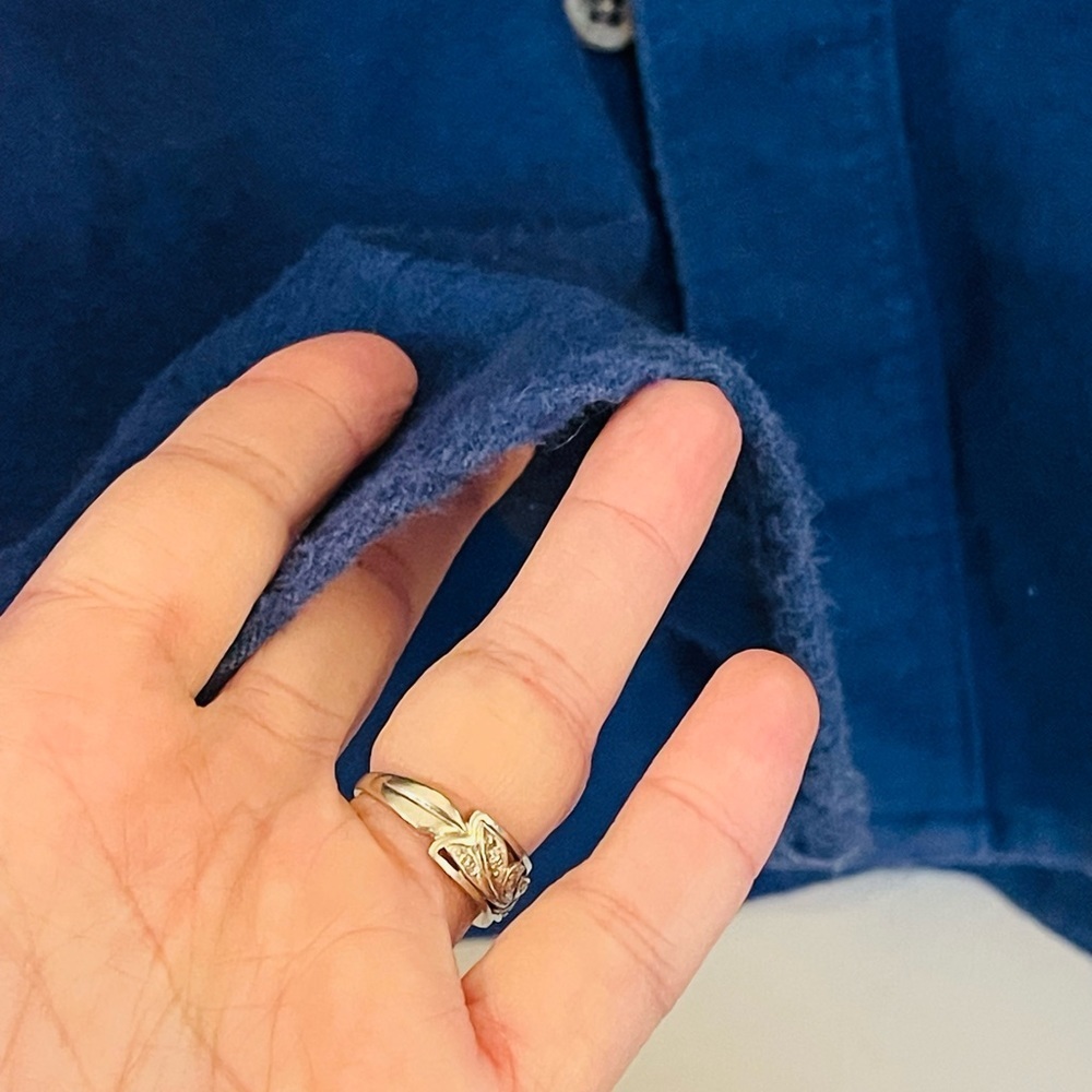 Vintage 1970s/1980s Blue &Tan Chamois Flannel Shirt by Eddie Bauer Size XL - Picture 4 of 4